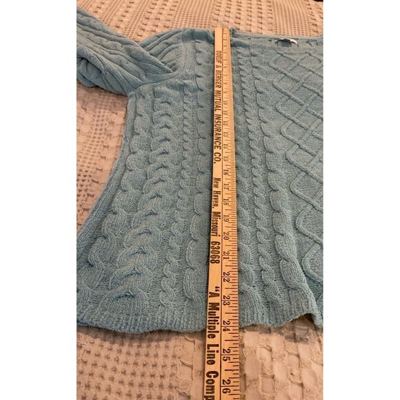 Croft & Barrow Sweater Crewneck Cable Knit Size Large Aqua  Green Super Soft! - Picture 10 of 10